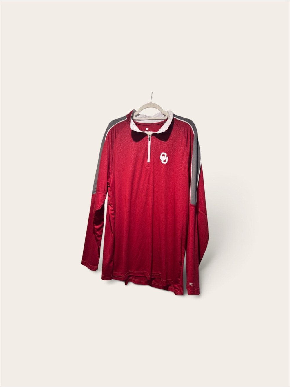 Colosseum Crimson Long-Sleeve Quarter-Zip with Gray Accents